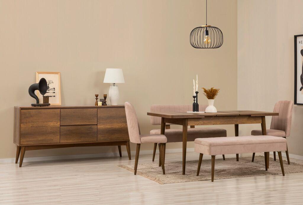 Hanah Home Trpezarijski set Vina klupa 04 1048, 6 dijelova, Tamno siva