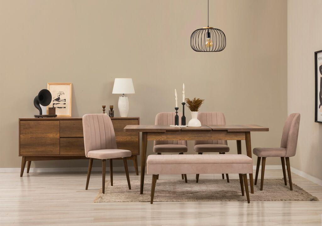 Hanah Home Trpezarijski set Vina Bench 04 1048, 6 delova, Tamnosivi