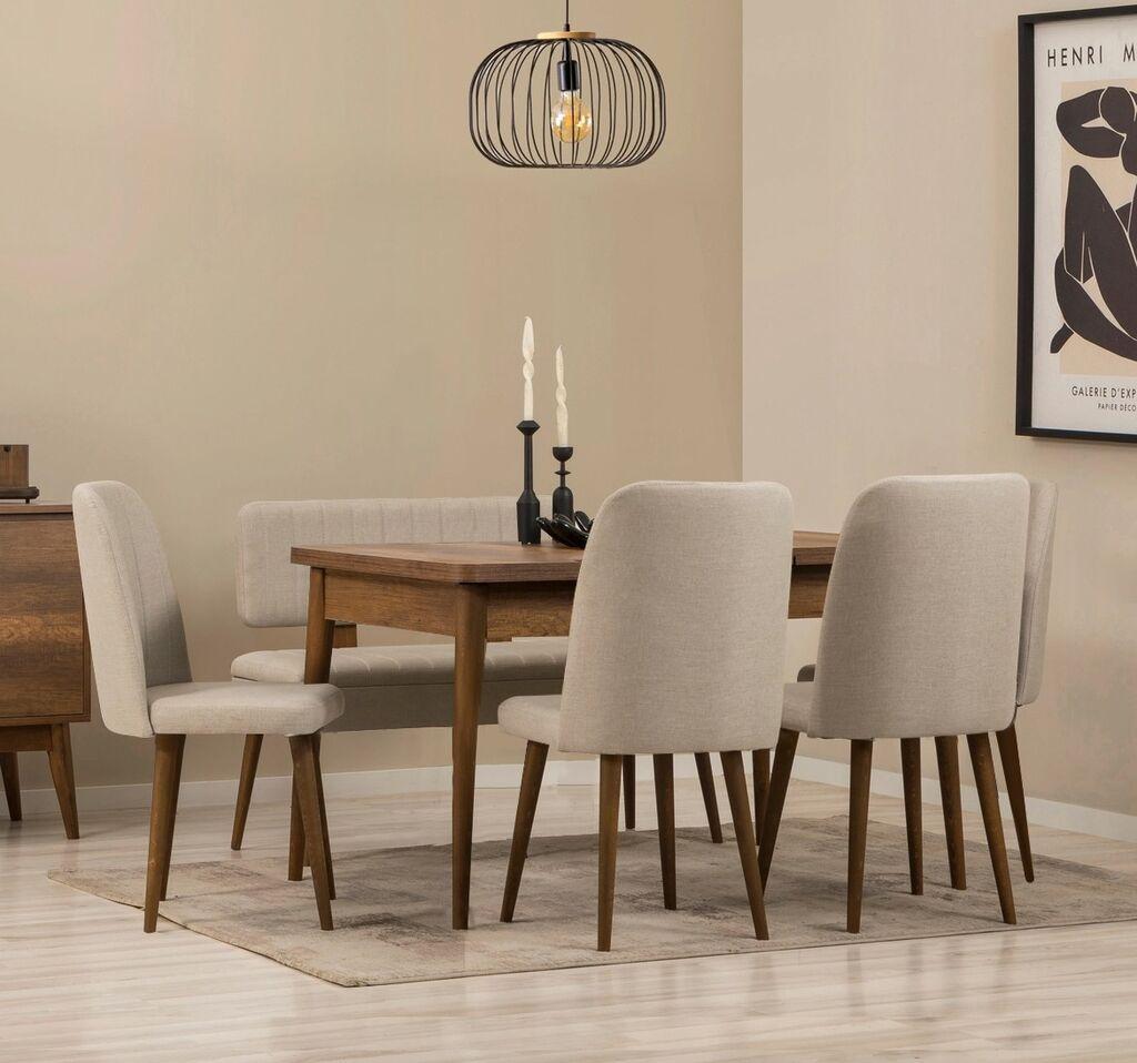 Hanah Home Set trpezarijski sto i stolice Vino, krem ​​boja