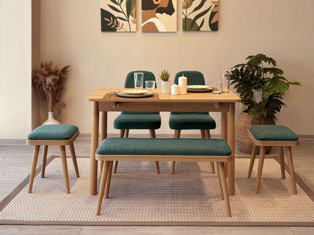 Hanah Home Set trpezarijski sto i stolice Vina Mini 03 1070, Zeleni