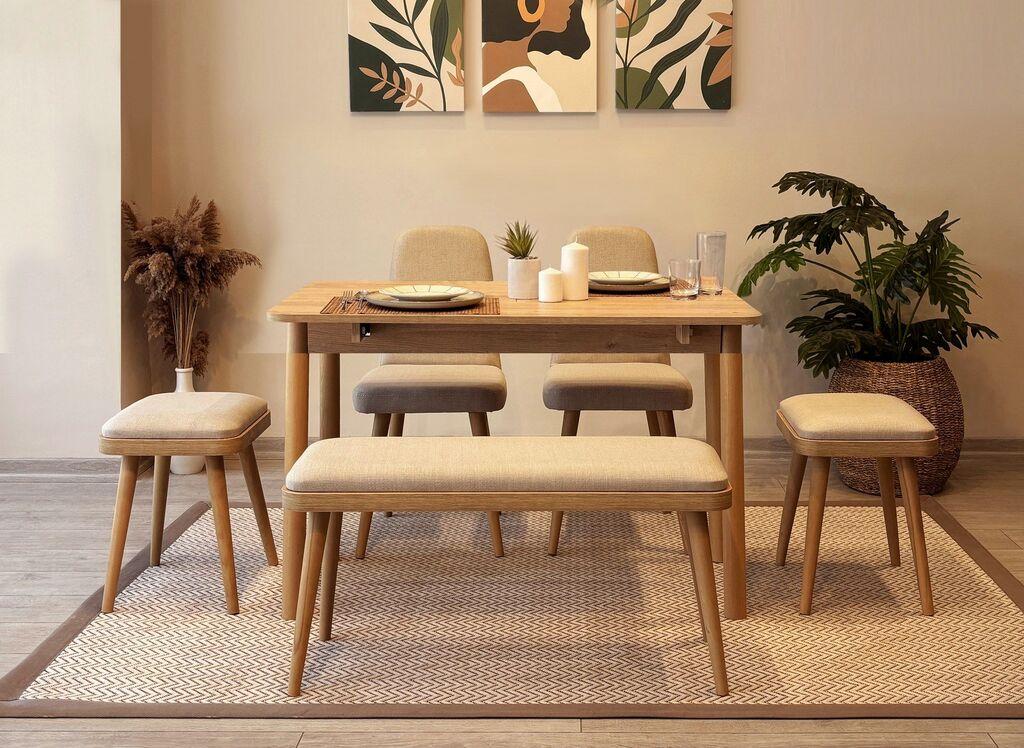 Hanah Home Set trpezarijski sto i stolice Vina Mini 03 1005, Smeđi