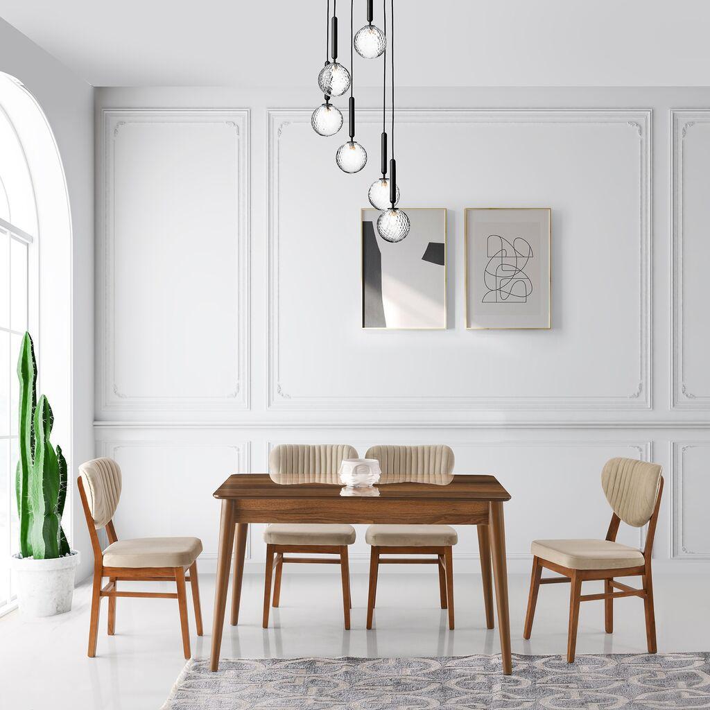 Hanah Home Trpezarijski sto Lotus-1123, 130x75x80 cm, Boja oraha