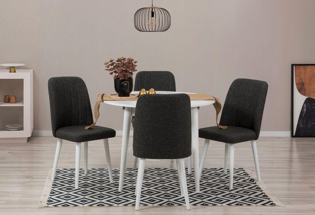 Hanah Home Set Trpezarijski sto i 4 trpezarijske stolice Vina 1053, Crni