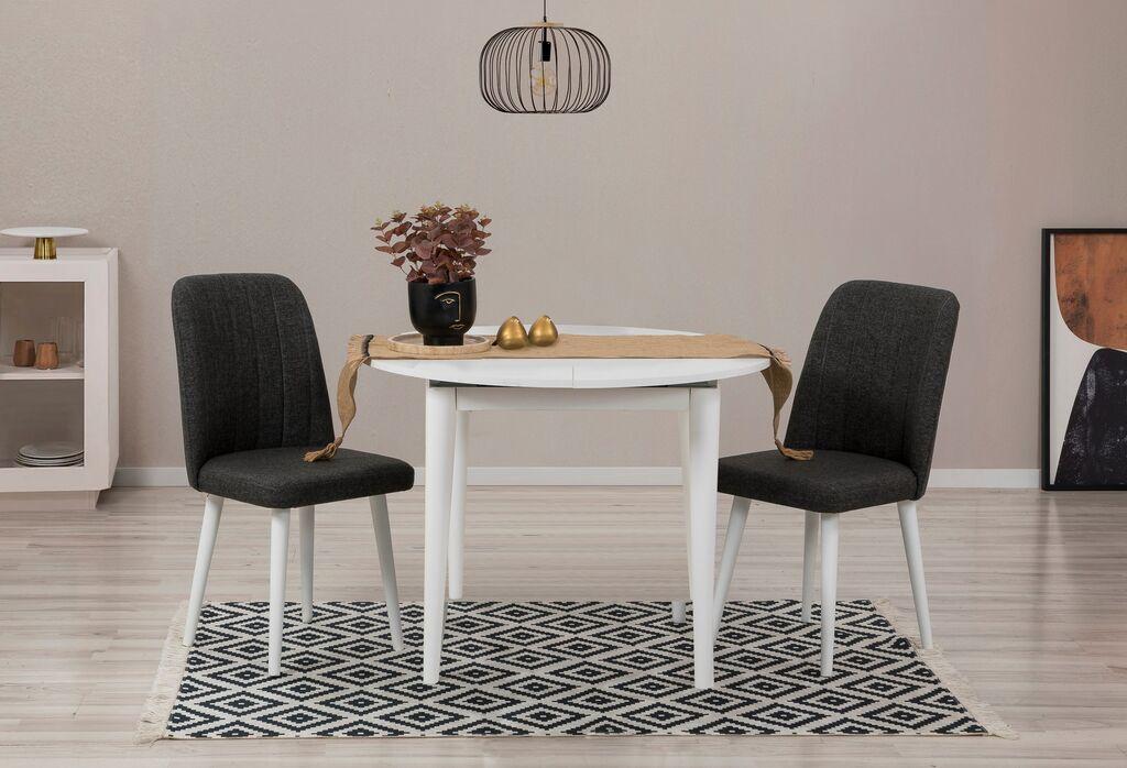 Hanah Home Set Trpezarijski sto i 2 trpezarijske stolice Vina 1053, Bijeli