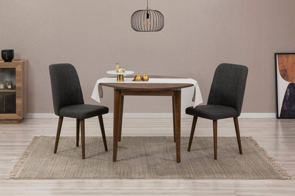 Hanah Home Set Trpezarijski sto i 2 trpezarijske stolice Vina 1053, Orah