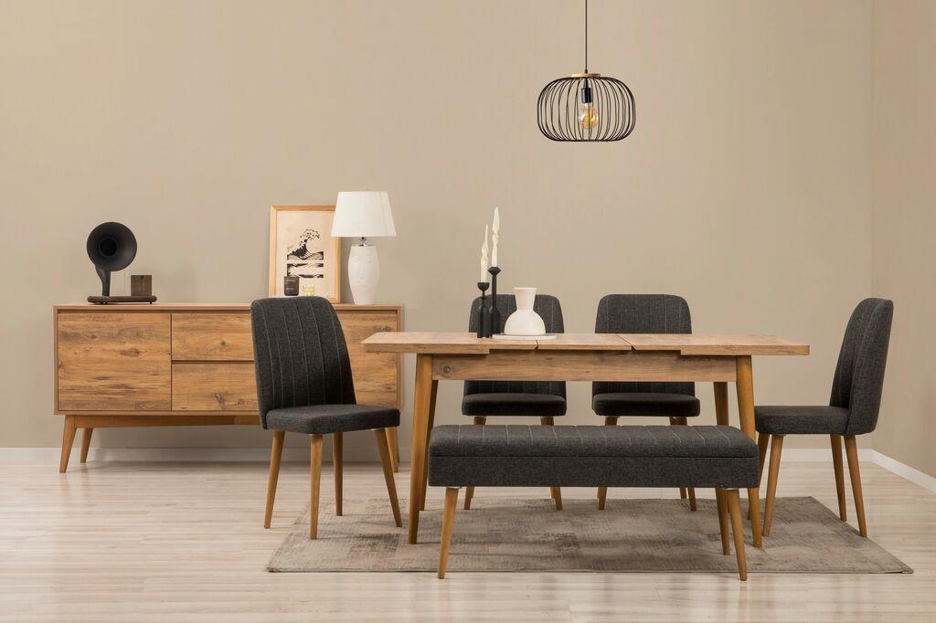 Hanah Home Trpezarijski set Vina 03 1048, 7 dijelova, Tamno siva