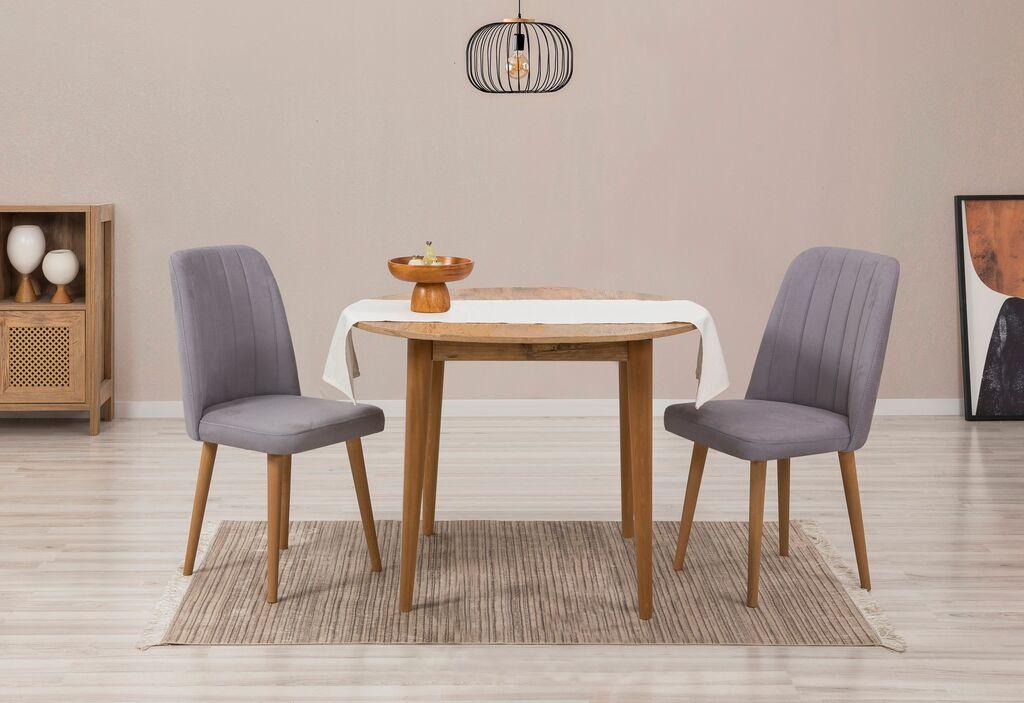 Hanah Home Set Trpezarijski sto i 2 trpezarijske stolice Vina 0701, Hrast