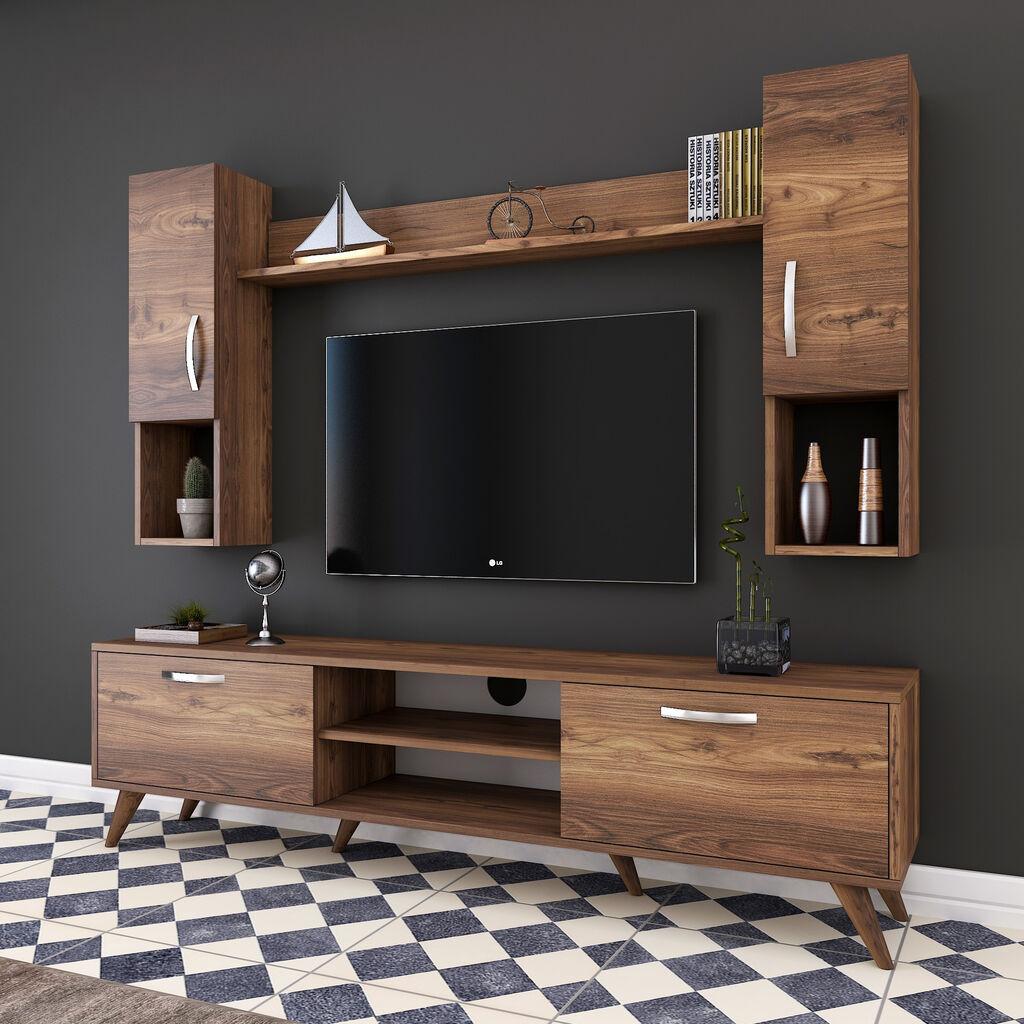 Hanah Home Set TV ormarić i zidna polica M27-284, boja oraha