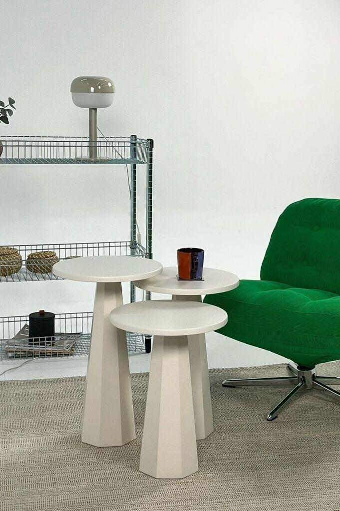 Hanah Home Set klub stolića, Lilyum, 3 dijela, Krem