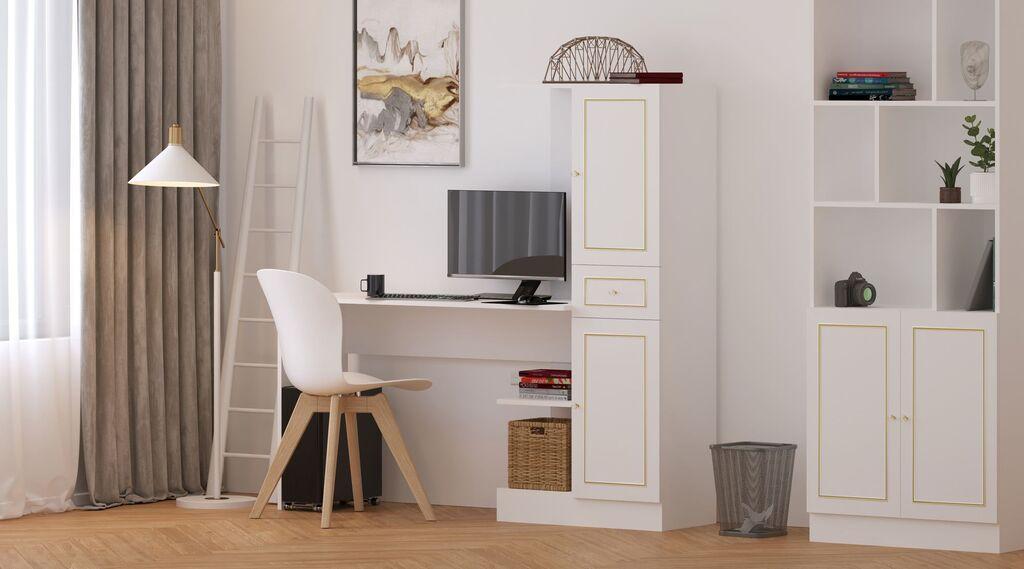 Hanah Home Set radni sto sa policom za knjige Rb-087, Bijela