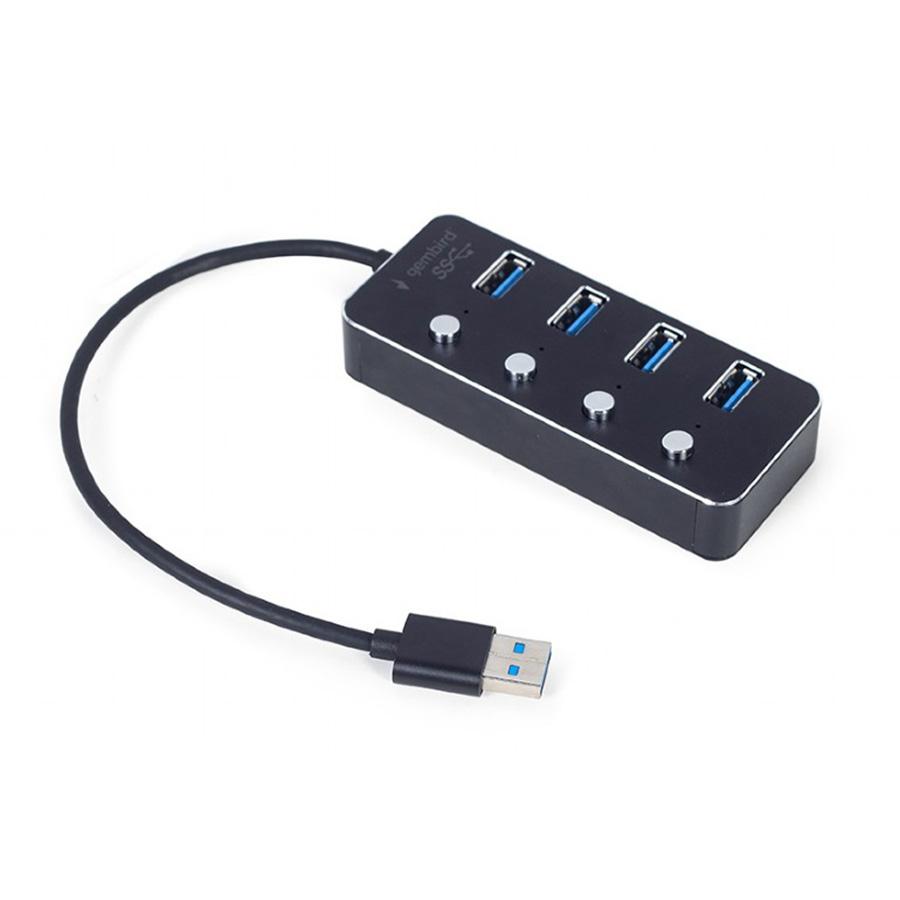 Gembird USB HUB 3.1 (Gen 1) 4 port sa prekidacima UHB-U3P4P-01, Crni