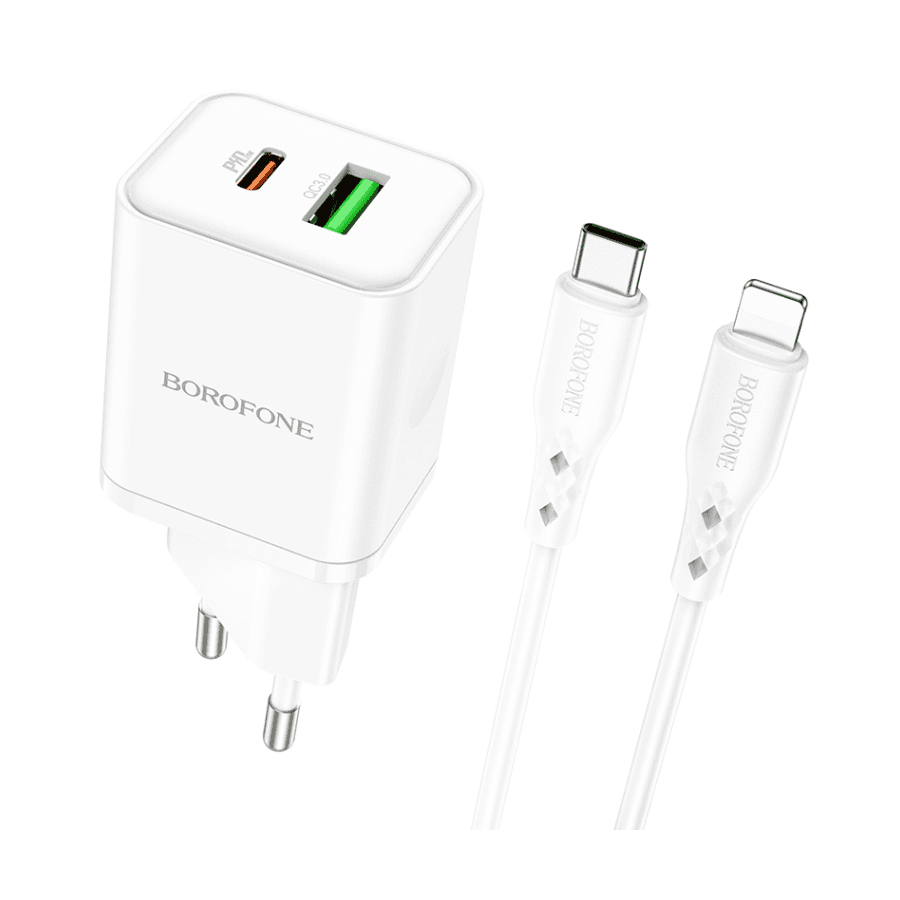 Borofone USB punjač sa kablom 1m Type-C za iPhonee, Bijeli