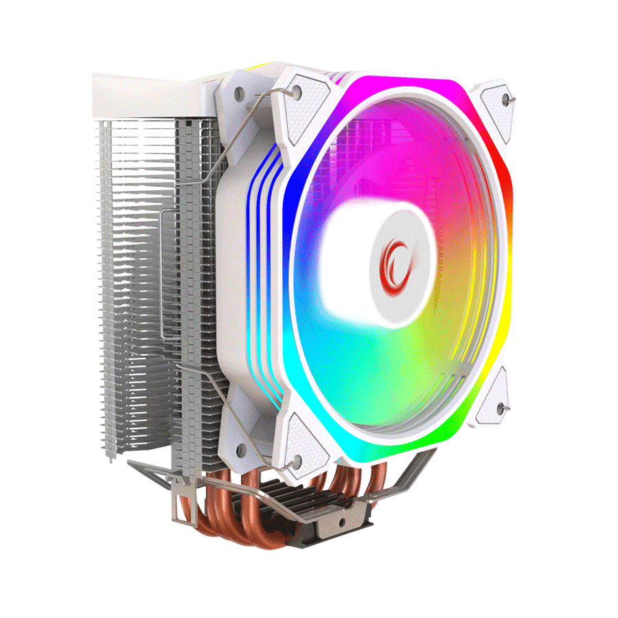 Rampage Octagon PU hladnjak C50, 57CFM 1800RPM 12cm ARGB AM5/LGA1700 Compatible Air Cooled CPU Fan, Bijeli