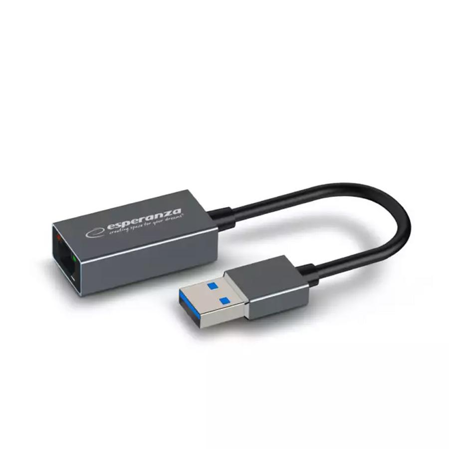 Esperanza Usb to Lan Ethernet gigabit adapter USB A 3.0, Siva