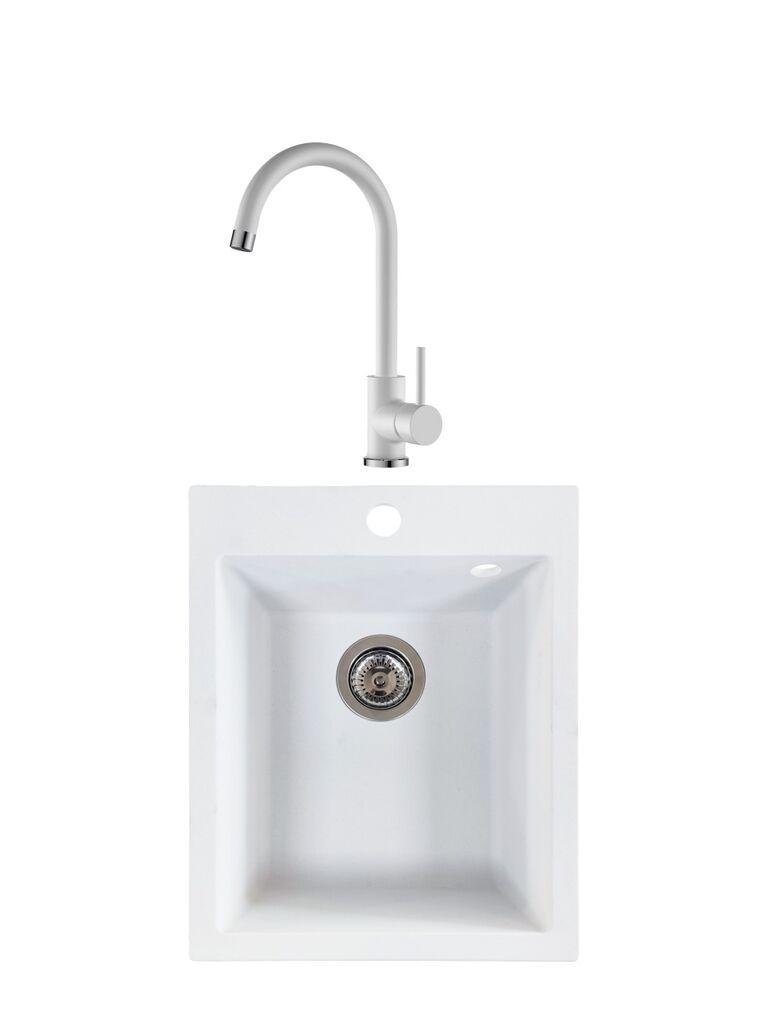 Valterra Granitna sudopera V404 sa lučnom slavinom, 420 x 500 mm, Bijela