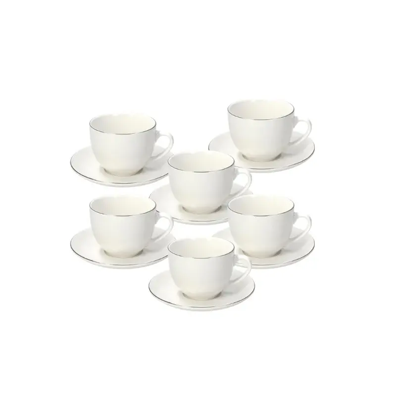 Set Šoljice za čaj i tanjirići Madison platinus MC085021801, 6 kom, Bijeli