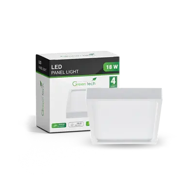 Gama Led Panel Green Tech, 18 W, 4200 K, Nadgradni Kvadratni, Bijela