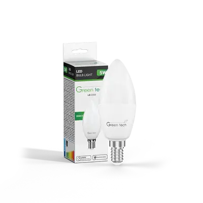 Gama Led žarulja Green Tech, 5 W, 3000 K, E14, C37, 500 Lm, Ip40, Bijela