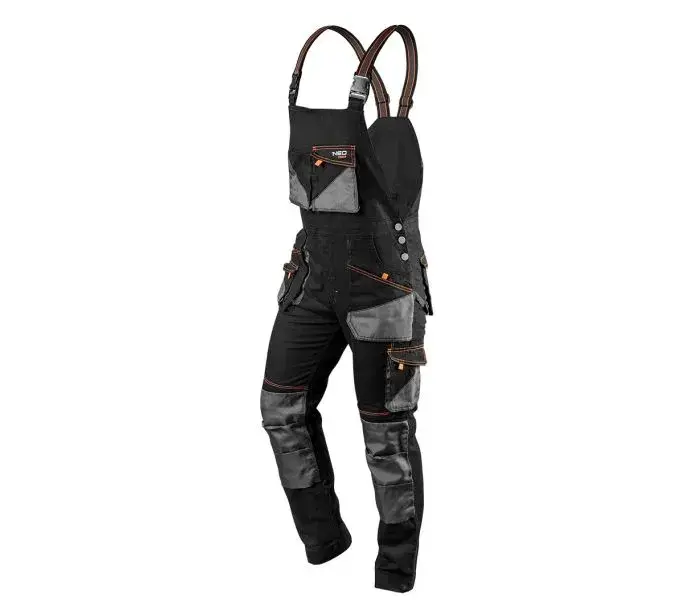 Neo Radne hlače s naramenicama HD Slim 81-248, Crna