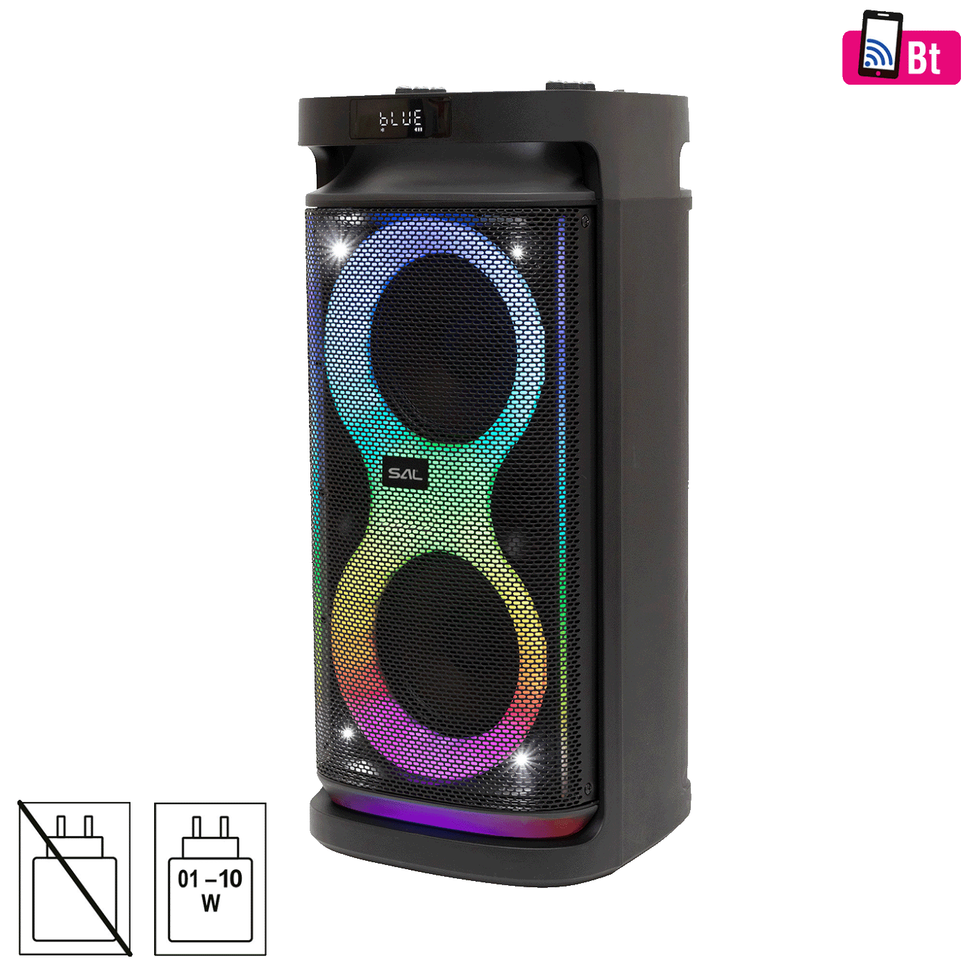 SAL Bežični zvučnik PAR2100BT, Bluetooth, FM radio, Karaoke, 80W, Crni