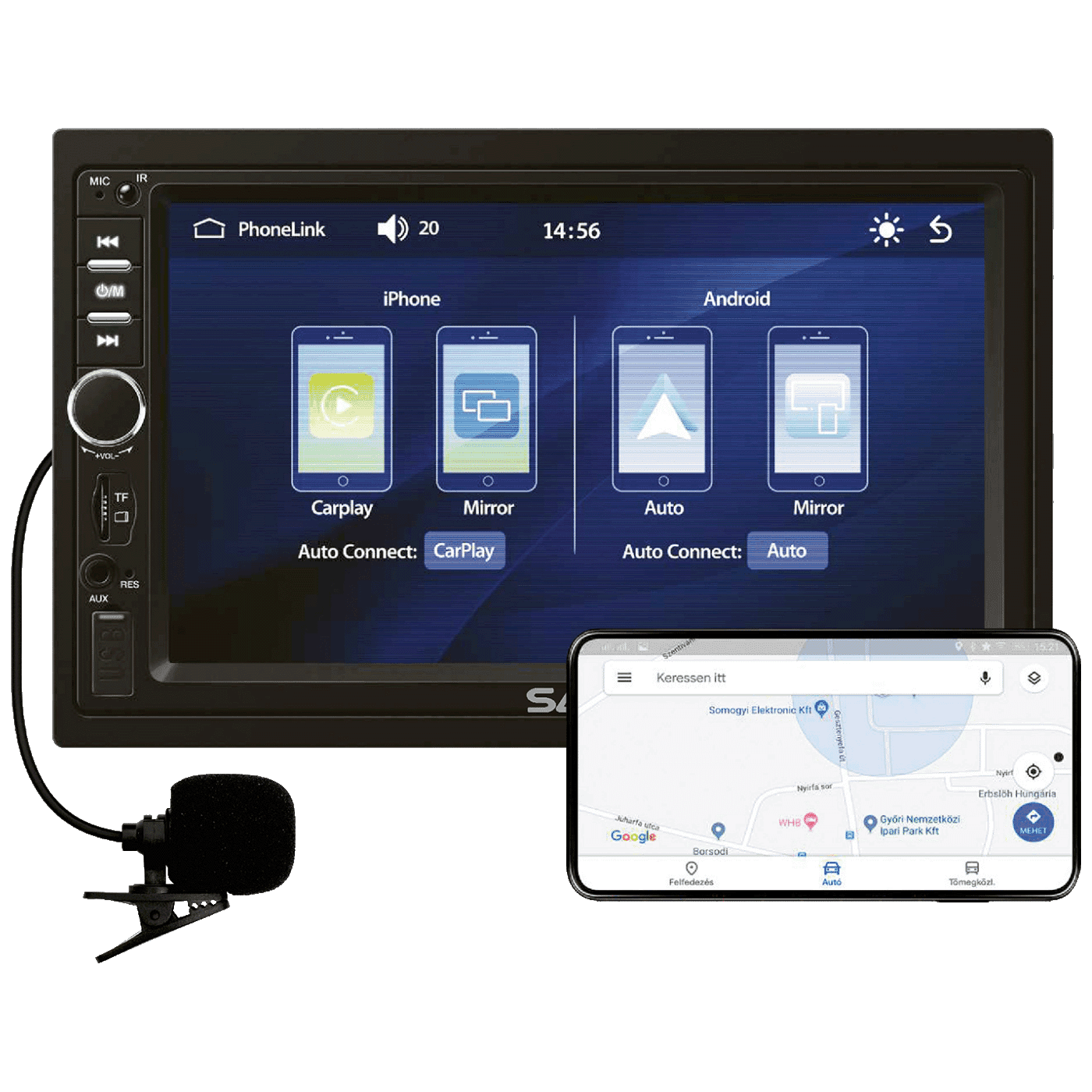 SAL Auto radio VBX910, 4 x 45W, 7", LCD Display, BT, USB, microSD, Crni