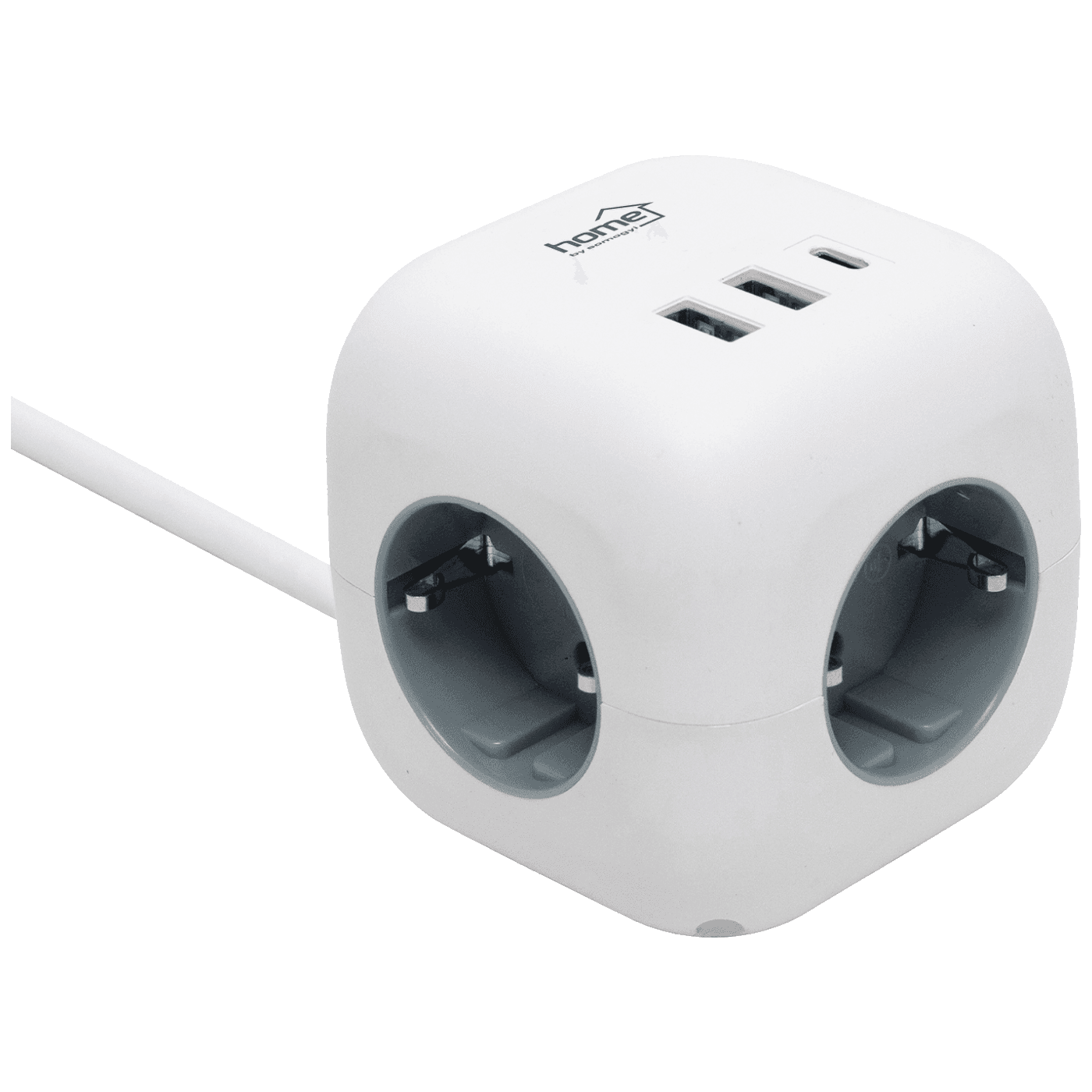 Home Produžni kabl CUBE2, 3 utičnice, 2 x USB A, 1 x USB C, 1.5m, Bijeli