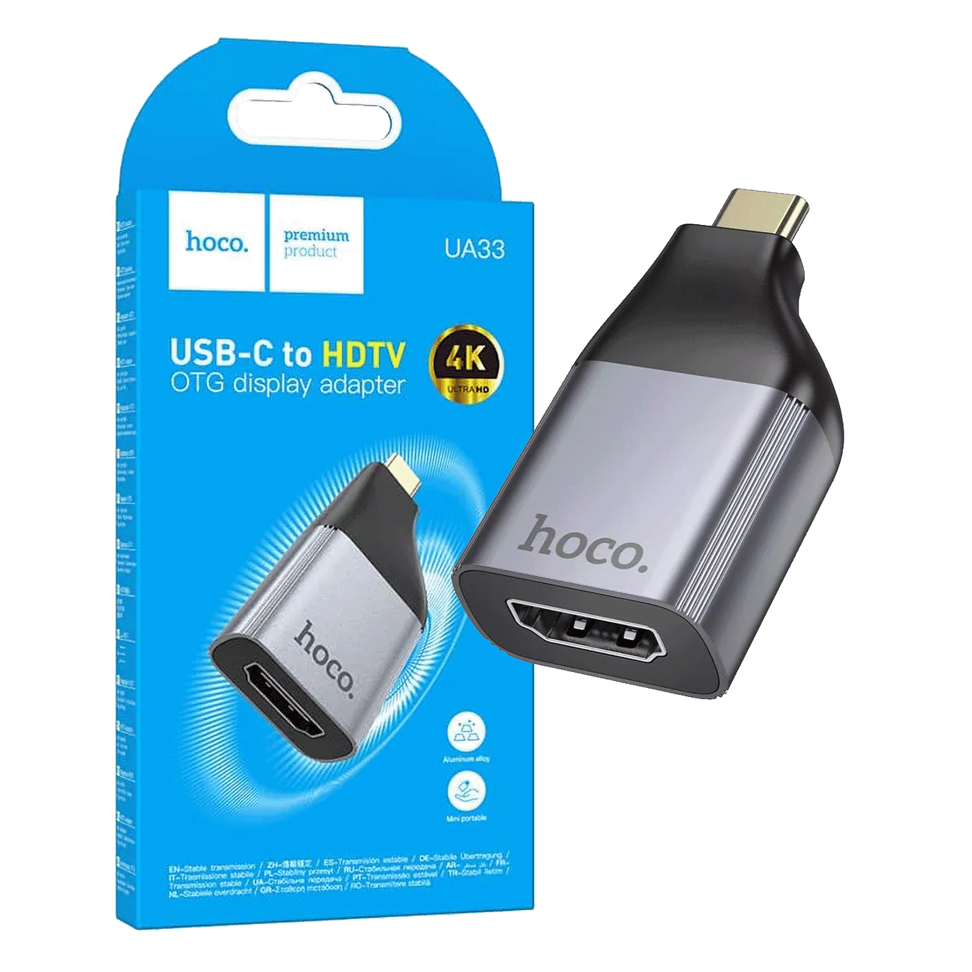 Hoco. Adapter USB Type-C na HDMI UA33, 4K, Crni