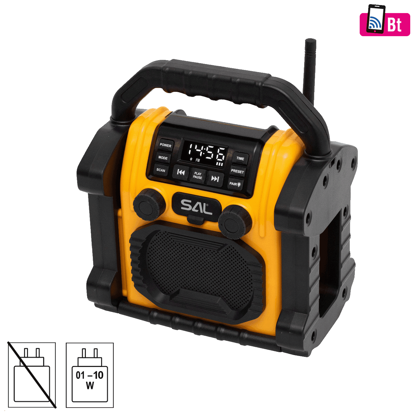 SAL Bežični zvučnik BTWORKPRO, Bluetooth, Power Bank, FM, 10W, Crni