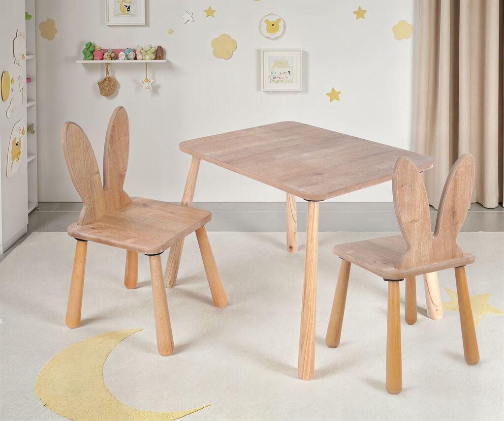 Hanah Home Dječiji sto i 2 stolice BLTYZ-AKTV059-1, Boje hrasta