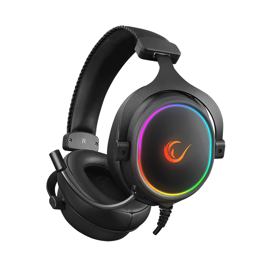Slušalice sa mikrofonom gaming RAMPAGE ONYX-S, Crna, USB, 7.1, RGB LED headset, on-line led i kontroler za jačinu zvuka