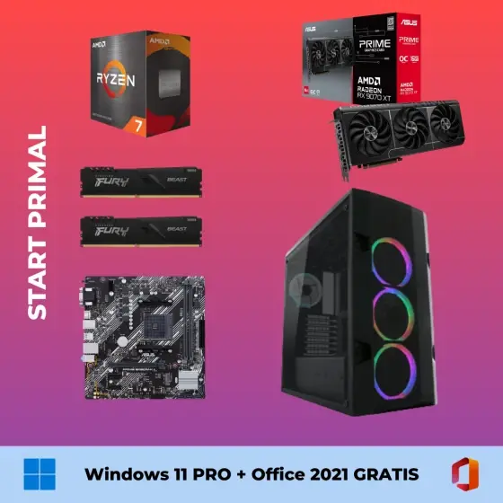 Start Primal Računar, Gaming, Ryzen 7 5700X OC,  RX 9070 XT OC, 32GB DDR4, 1TB SSD + Windows 11 pro + Office 2021