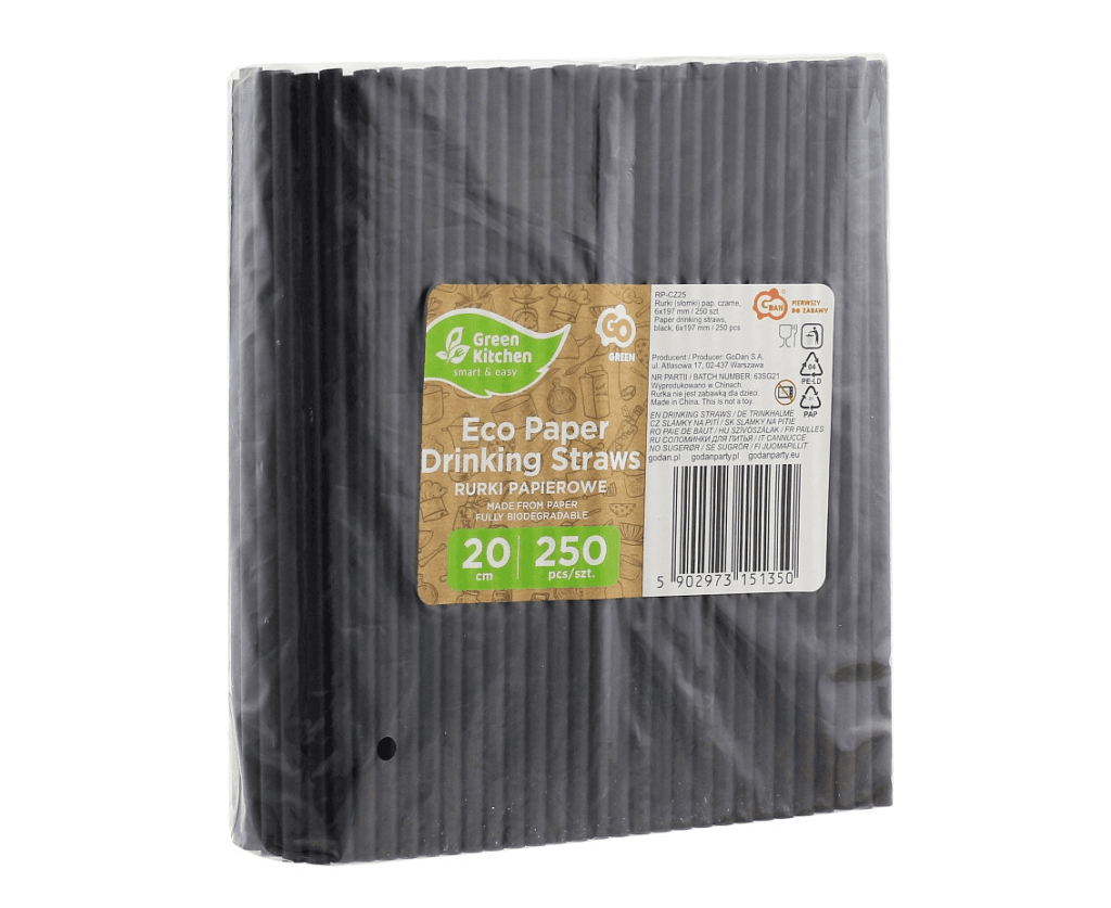 Set papirnih slamki RP-CZ25, 250 komada, Crna