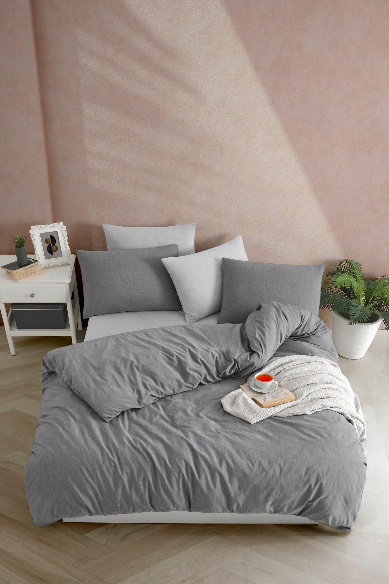 L'essentiel Maison set posteljine, obojen u pređi, 160x220cm, 100x200cm, siva