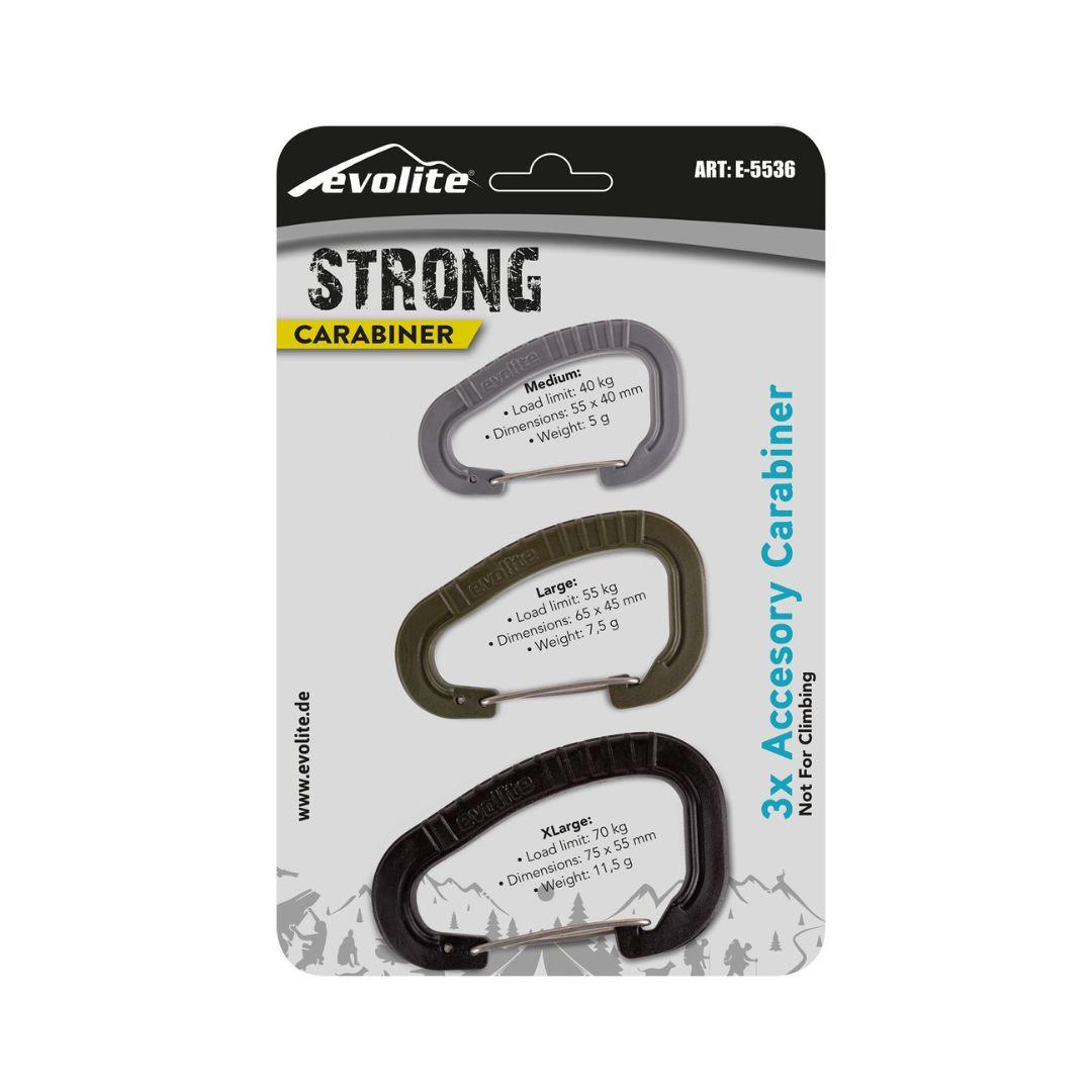 Evolite Carabiner Strong, Set od 3, Sivi