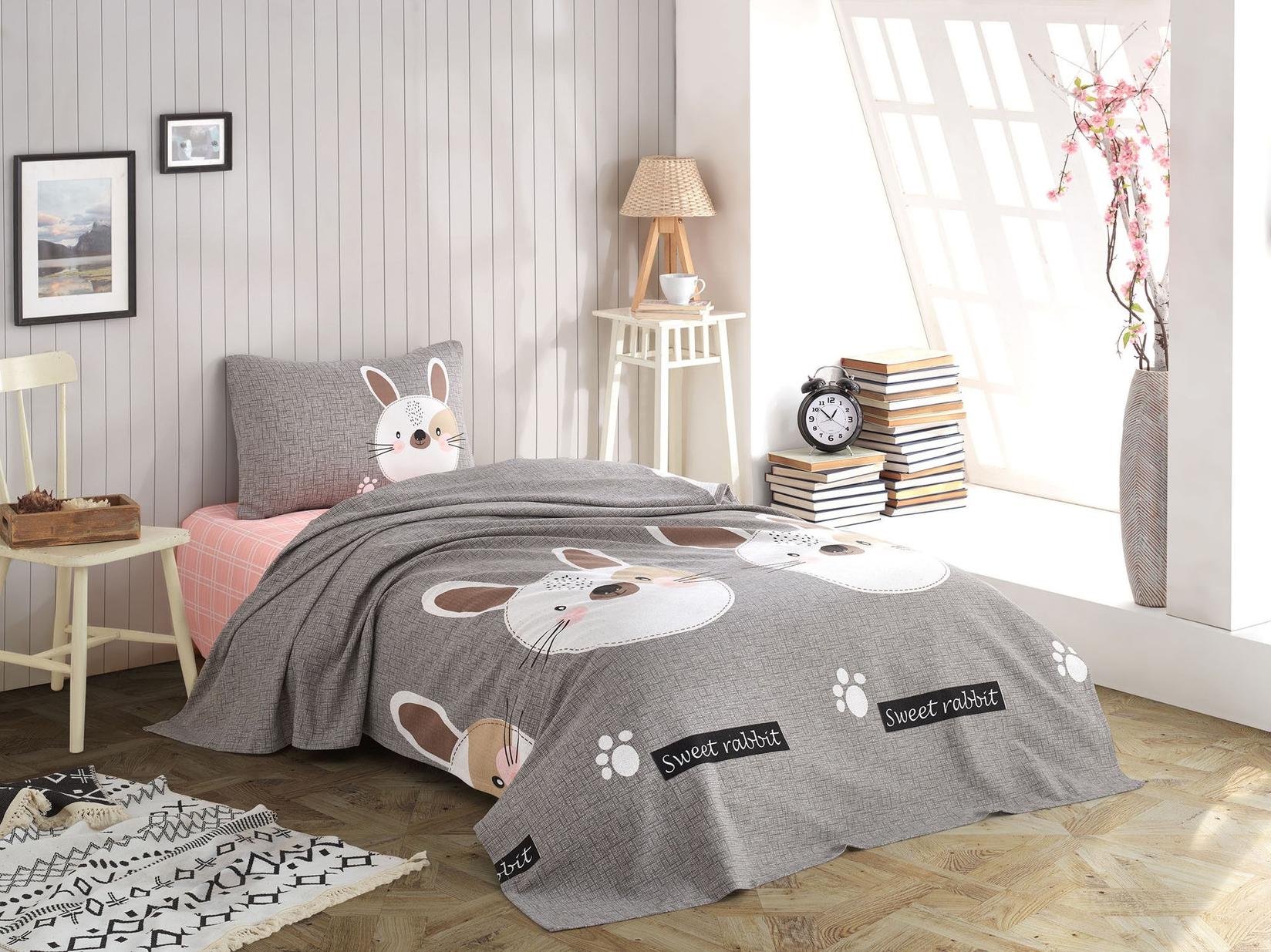 L'essentiel Maison set prekrivača i jastučnica Tavsancik, 160x230 cm, siva