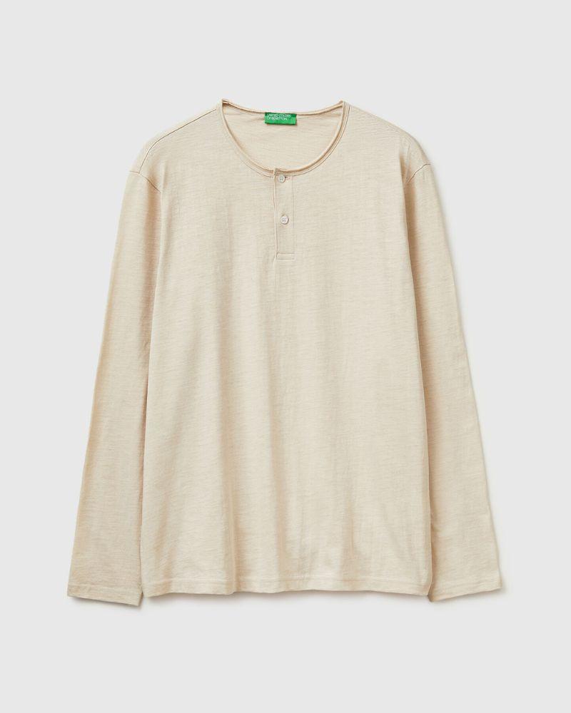 Benetton Muška majica dugih rukava 3N78U10C3-152-M, Bež