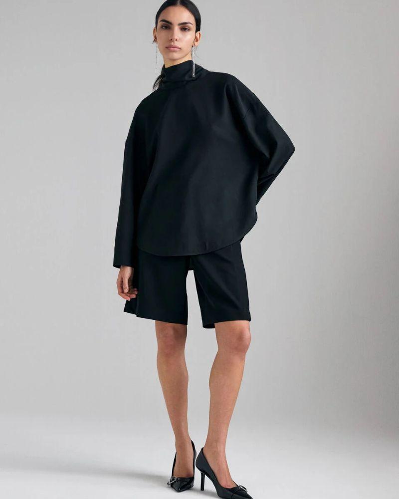 Benetton Ženska bluza sa šalom 51MRLQ0AH-100-M, Crna