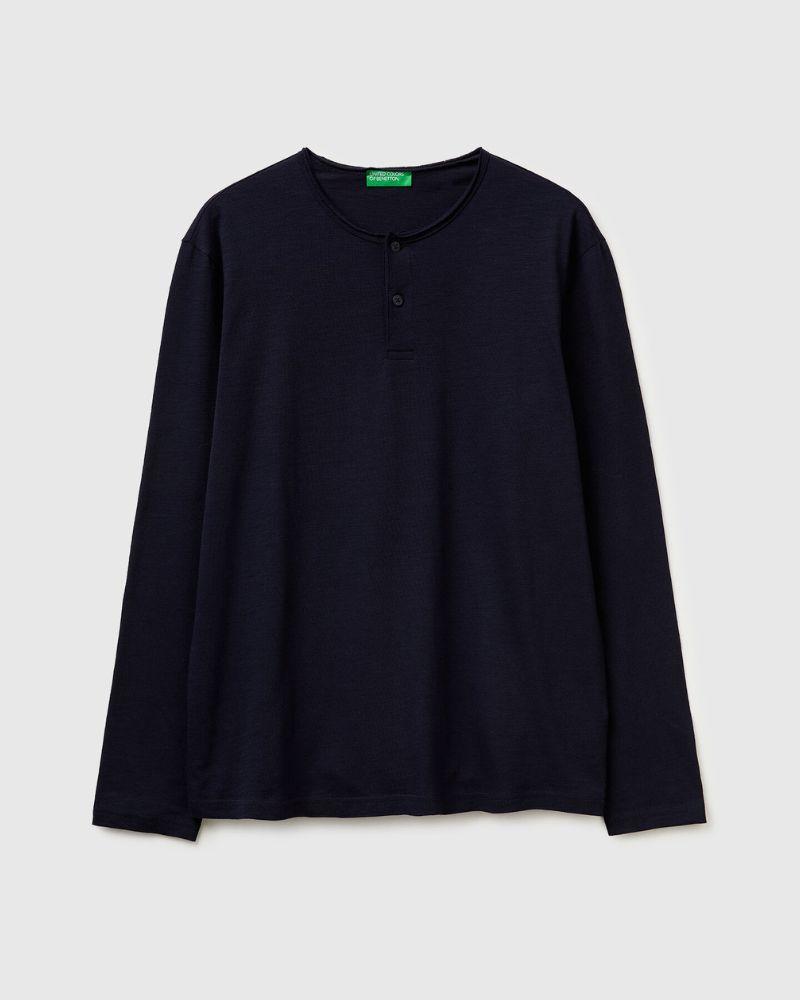 Benetton Muška majica dugih rukava 3N78U10C3-3C1-M, Crna