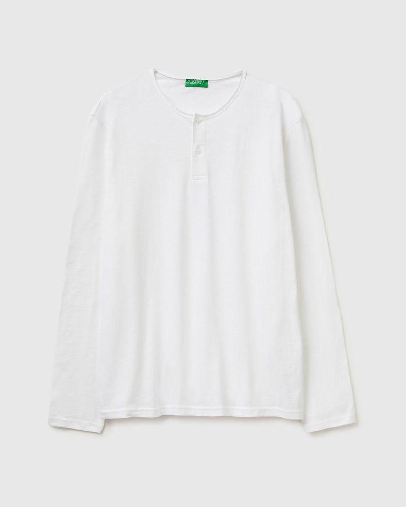 Benetton Muška majica dugih rukava 3N78U10C3-101-M, Bijela