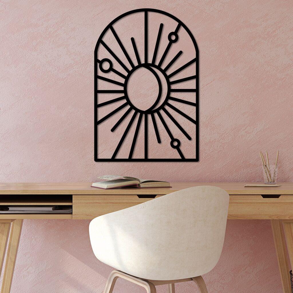 Wallity Zidna dekoracija Prozor i polumjesec - L, 70 x 47 cm, Crna