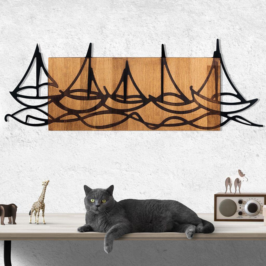 Wallity Zidna dekoracija Brodovi u moru, 86 x 31 cm, Crna