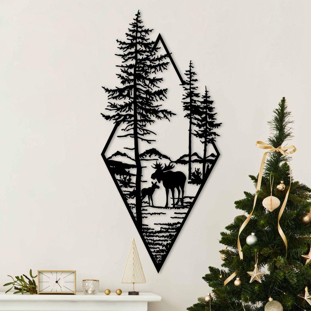 Wallity Zidna dekoracija Los u šumi, 39 x 85 cm, Crna