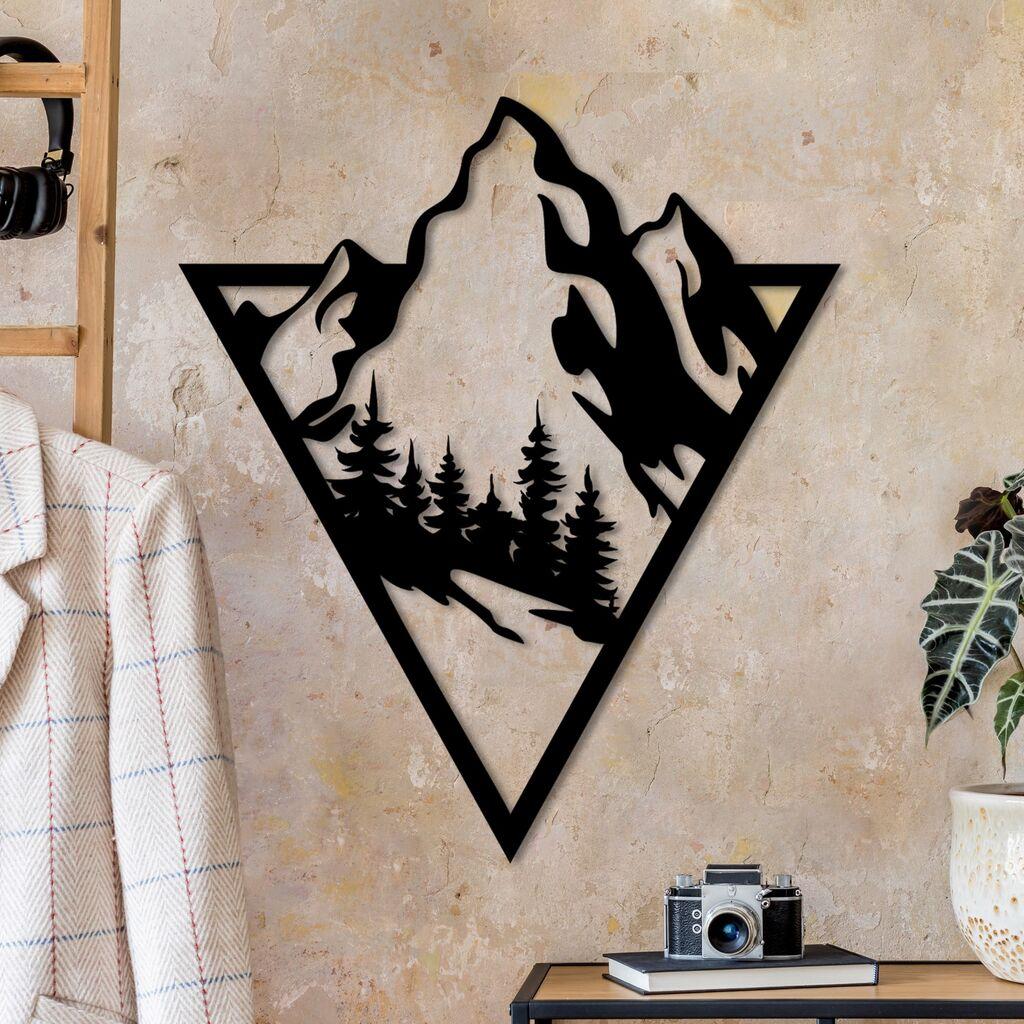 Wallity Zidna dekoracija Planina 2, 53 x 46 cm, Crna