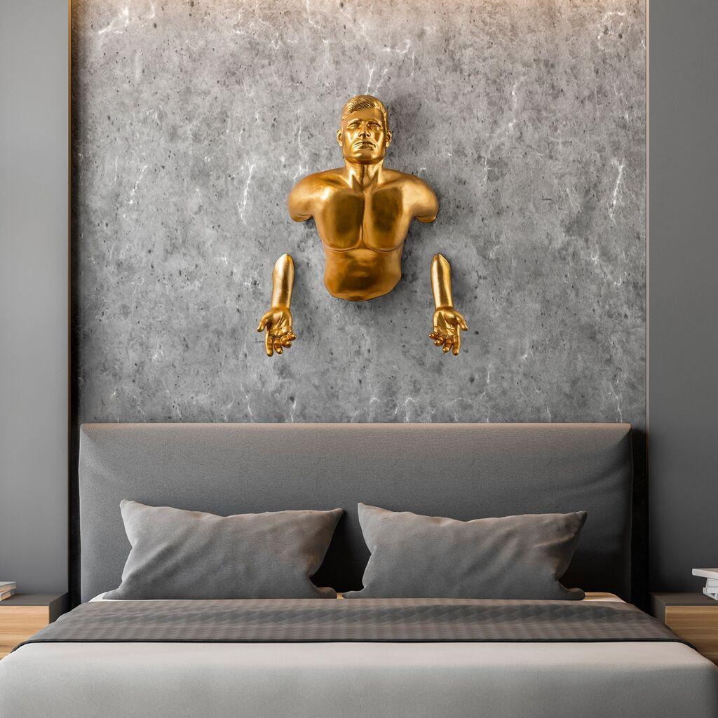 Wallity Zidna dekoracija Čovjek izlazi iz zida, 50 x 20 x 80 cm, zlatne boje