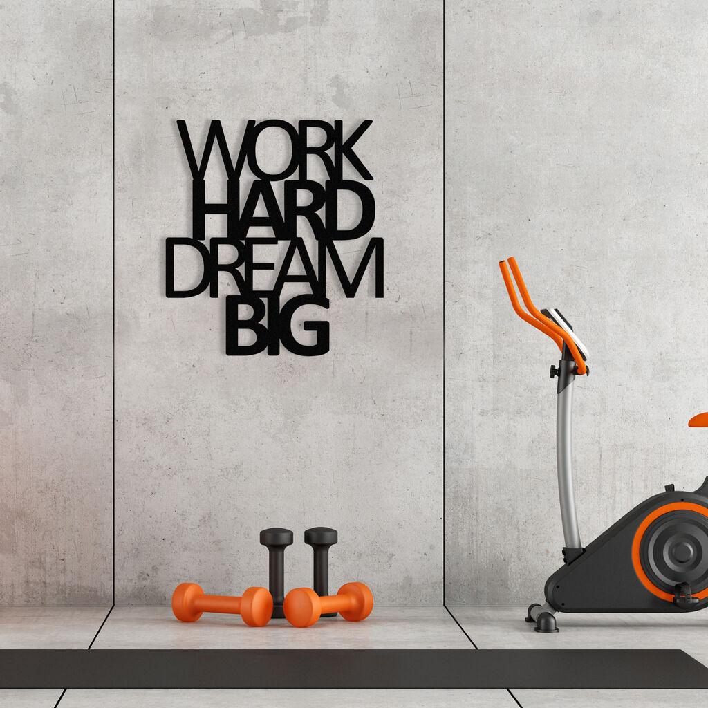 Wallity Zidna dekoracija Work Hard Dream Big Metalni dekor, 65 x 70 cm, Crna