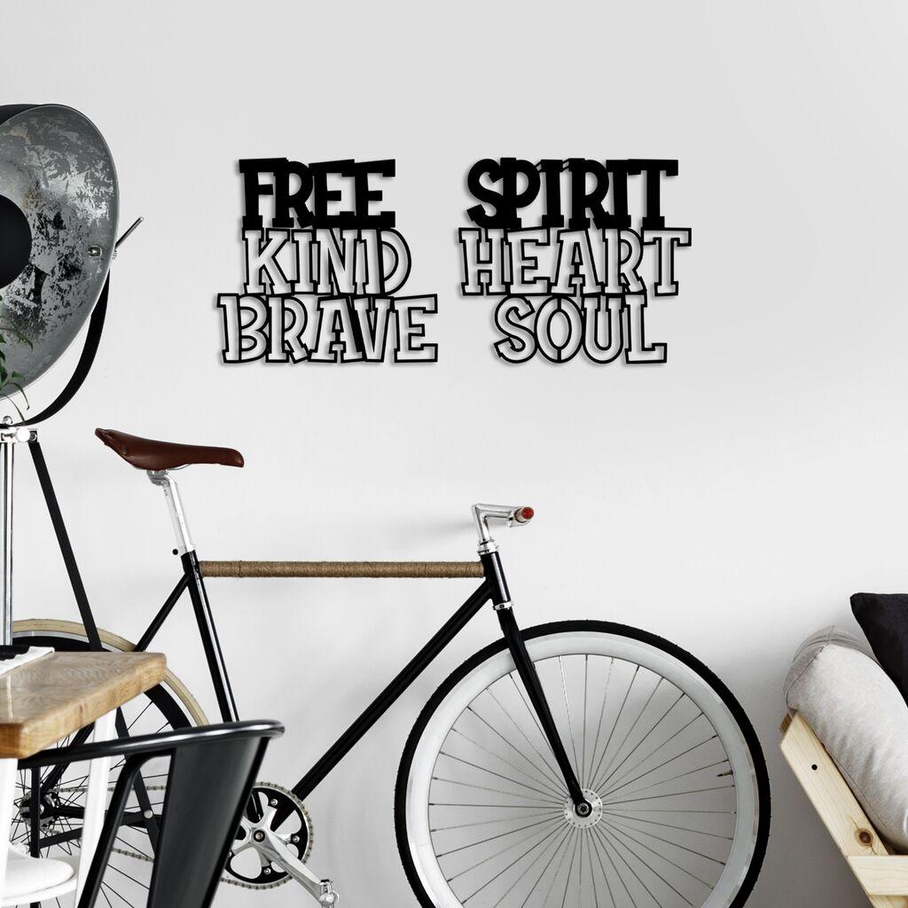 Wallity Zidna dekoracija Srce Hrabra duša, 62 x 27 cm, Crna