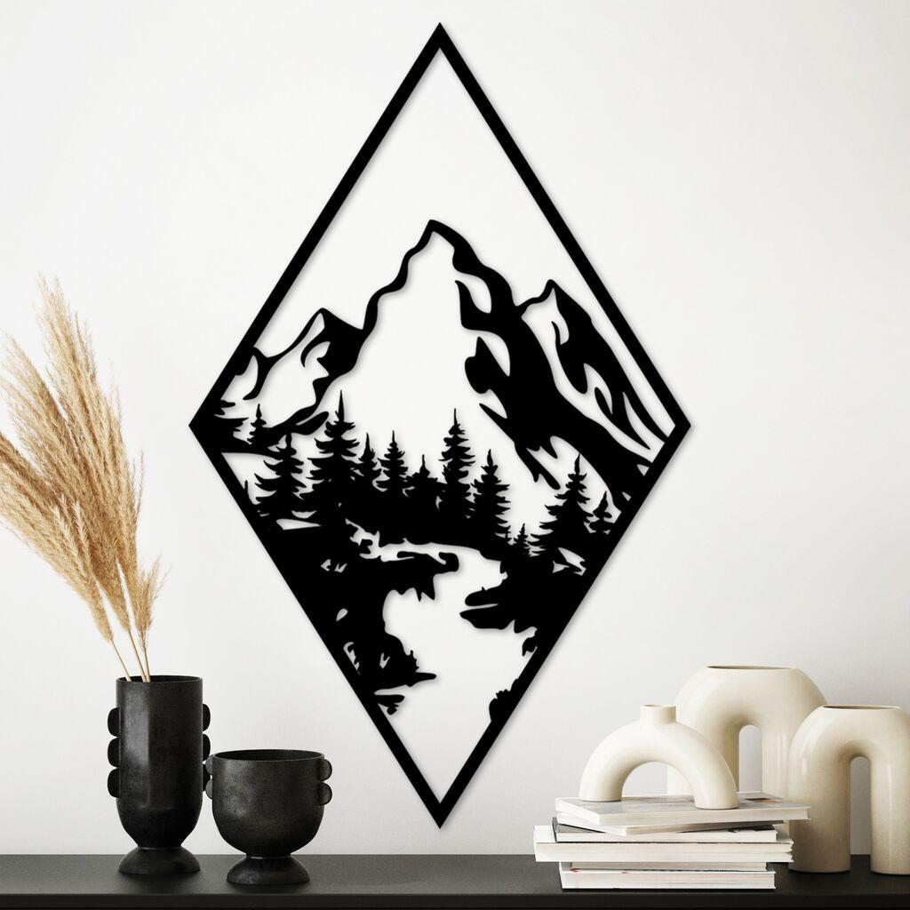 Wallity Zidna dekoracija Planina 1, 79 x 49 cm, Crna