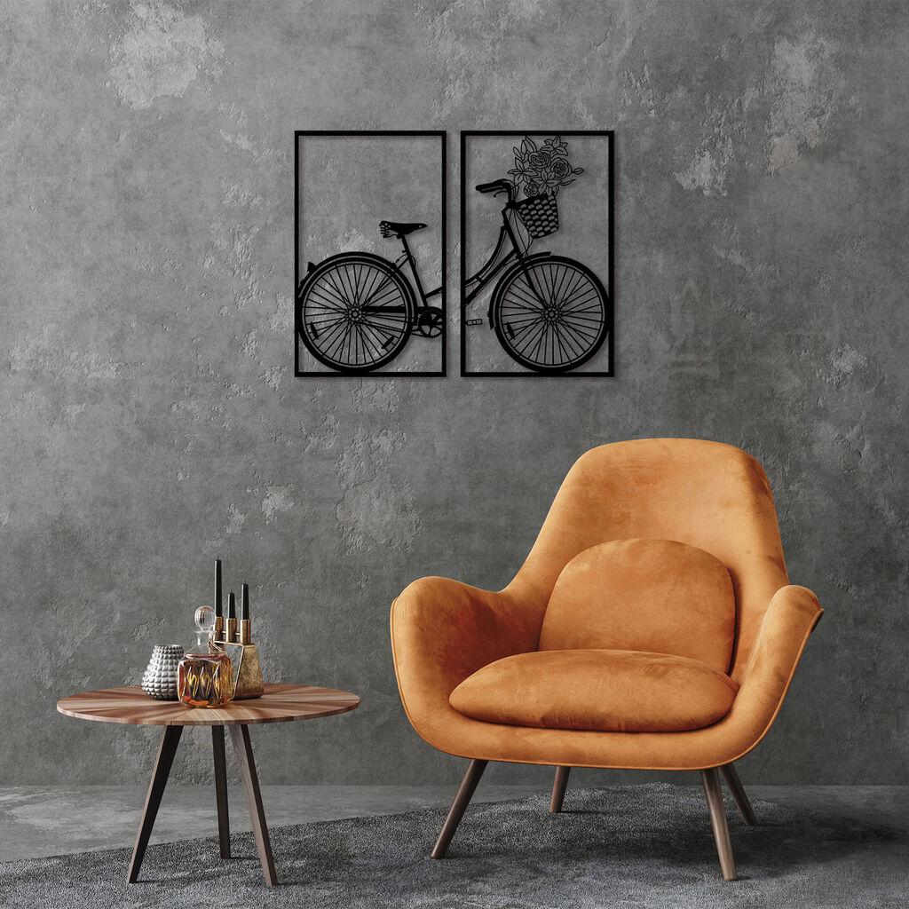 Wallity Zidna dekoracija Nostalgični bicikl - 271, 43 x 70 cm, Crna