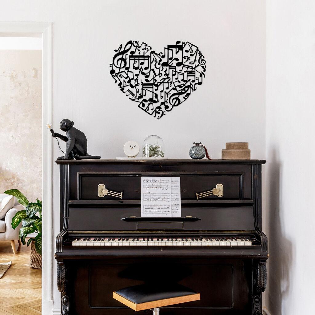 Wallity Zidna dekoracija Muzička ljubav - 507, 57 x 70 cm, Crna