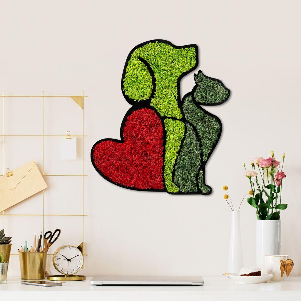 Wallity Zidna dekoracija Mahovina - Ljubitelj pasa i mačaka, 48 x 43 cm, Crvena